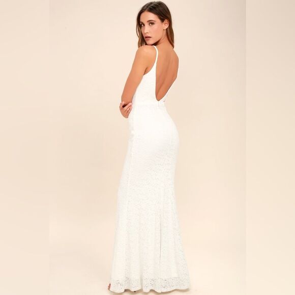 NEW Lulu's Ephemeral Allure Ivory Lace Maxi Wedding Bridal Dress Size Small - Picture 2 of 11